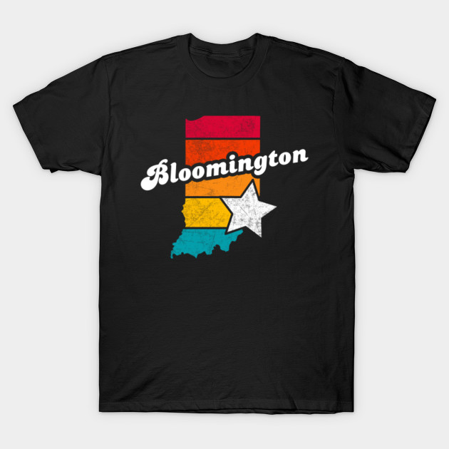 Bloomington Indiana T-Shirt Vintage City Retro Souvenir US State Silhouette Lover Gift With Star